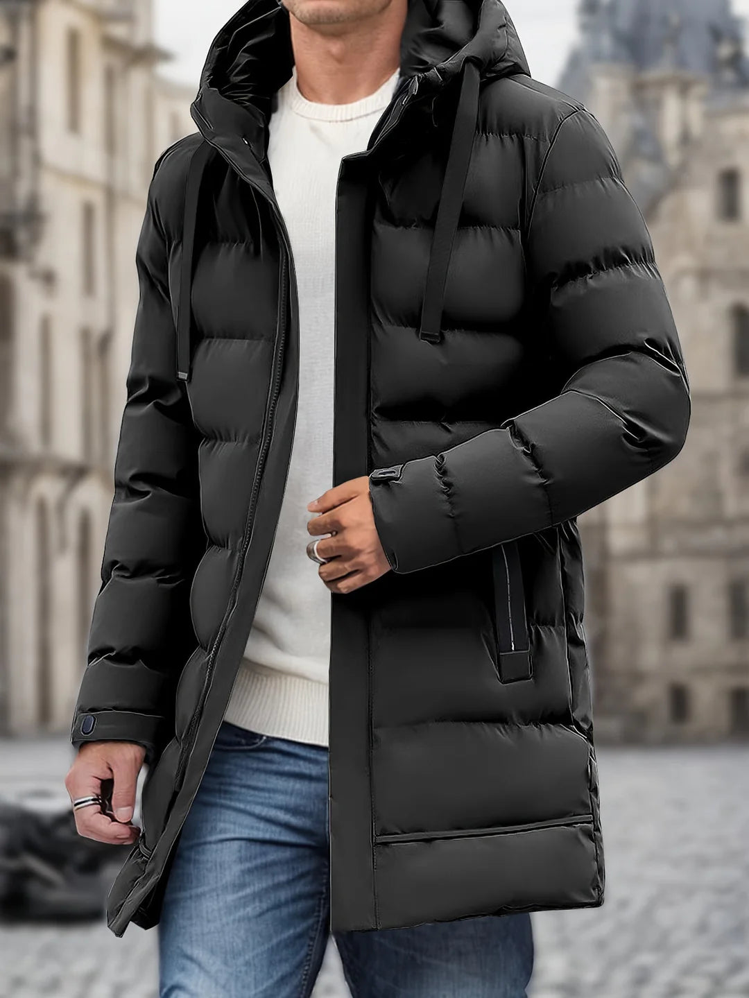 Men’s Hooded Longline Puffer Jacket