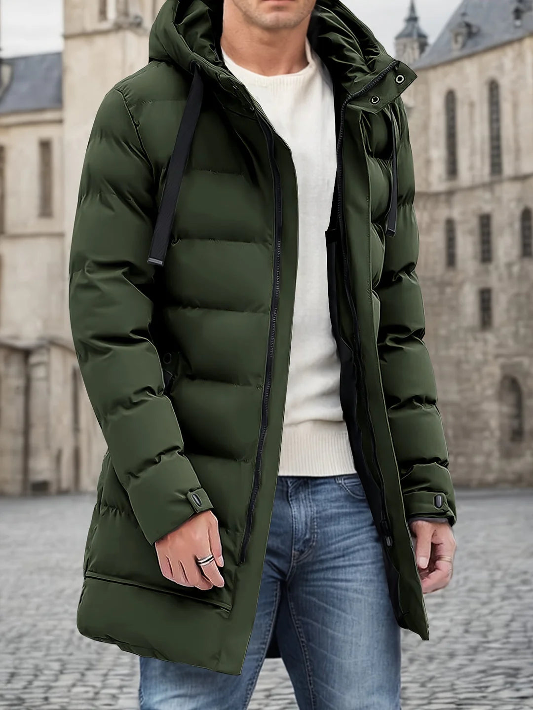 Men’s Hooded Longline Puffer Jacket