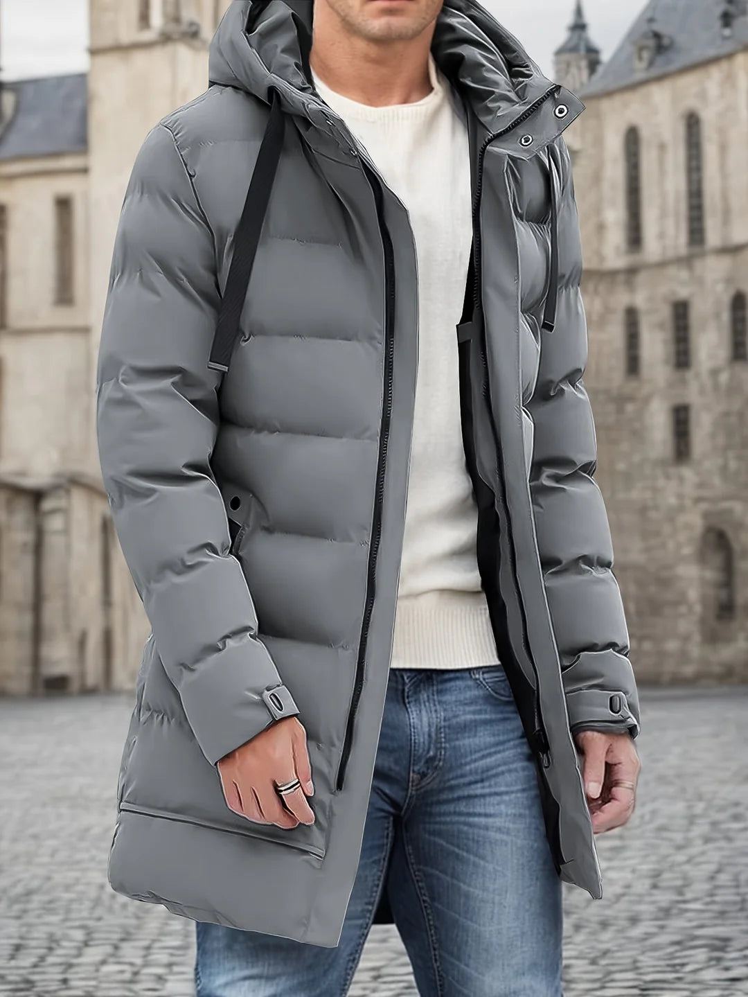 Men’s Hooded Longline Puffer Jacket