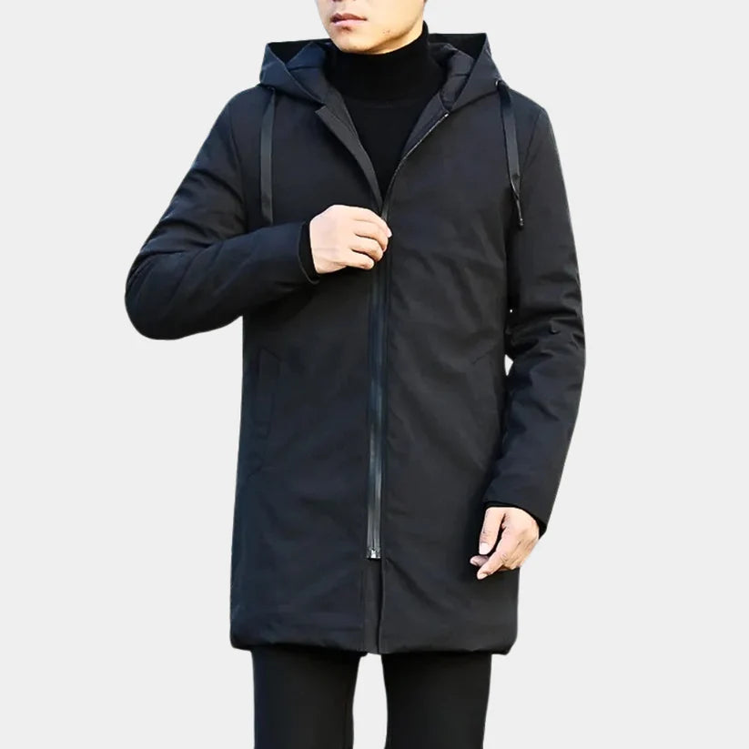 Men’s Hooded Quilted Long Jacket