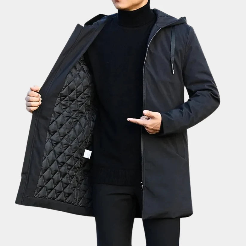 Men’s Hooded Quilted Long Jacket