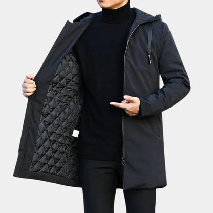 Men’s Hooded Quilted Long Jacket