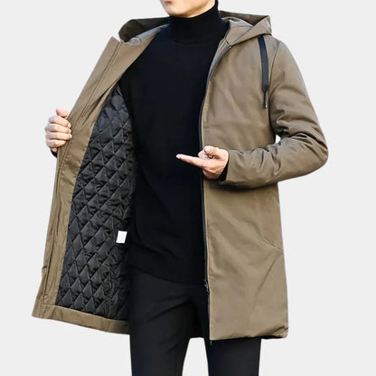 Men’s Hooded Quilted Long Jacket
