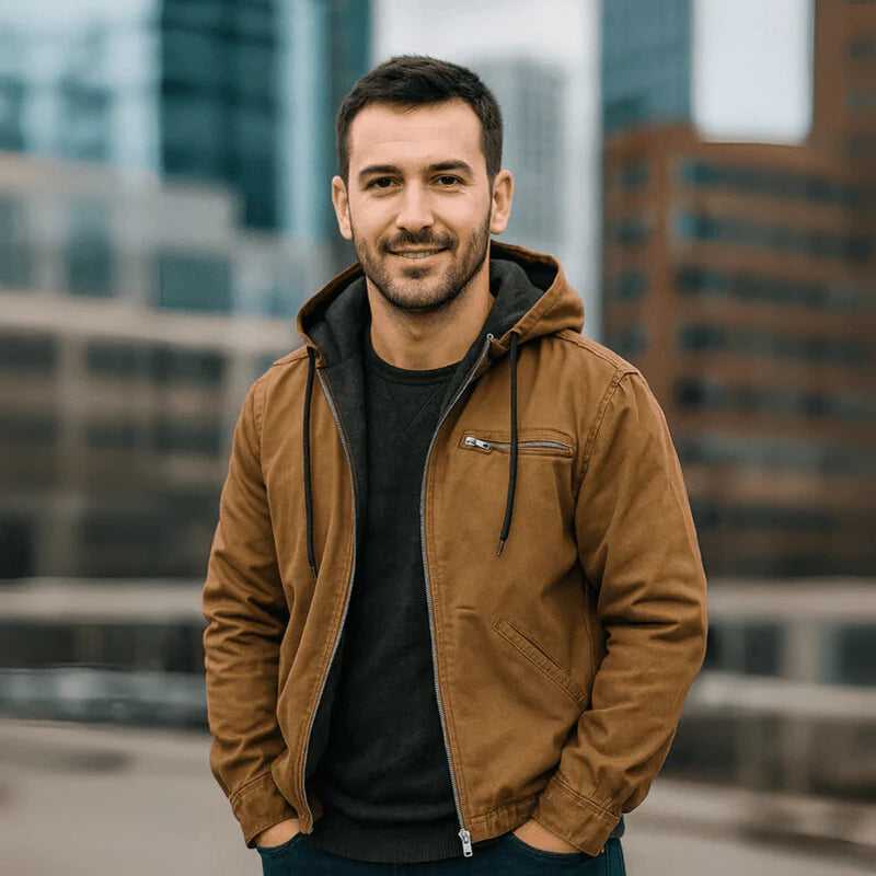 Men’s Hooded Sherpa Utility Jacket