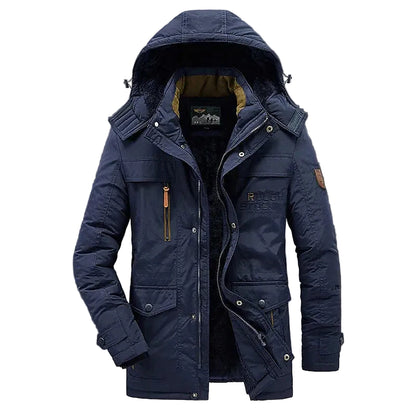 Men’s Hooded Winter Jacket with Padded Lining and Front Pockets