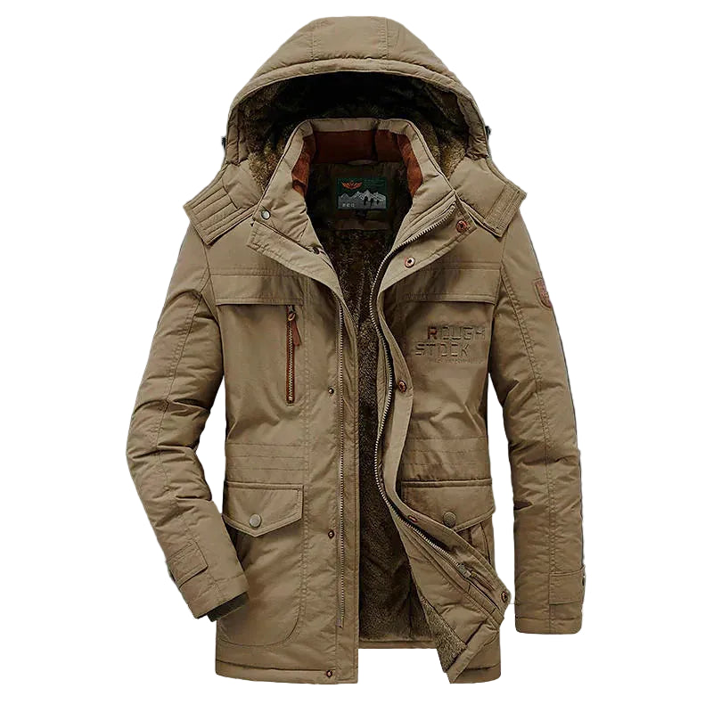 Men’s Hooded Winter Jacket with Padded Lining and Front Pockets