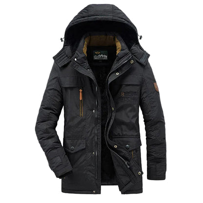 Men’s Hooded Winter Jacket with Padded Lining and Front Pockets