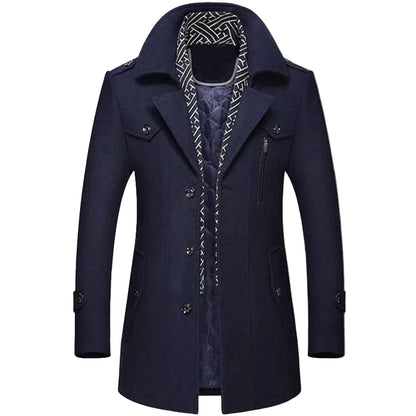 Men’s Hooded Wool-Blend Winter Coat with Quilted Lining