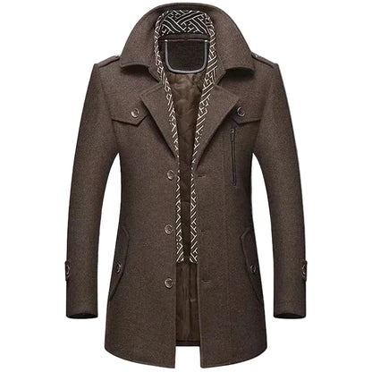 Men’s Hooded Wool-Blend Winter Coat with Quilted Lining