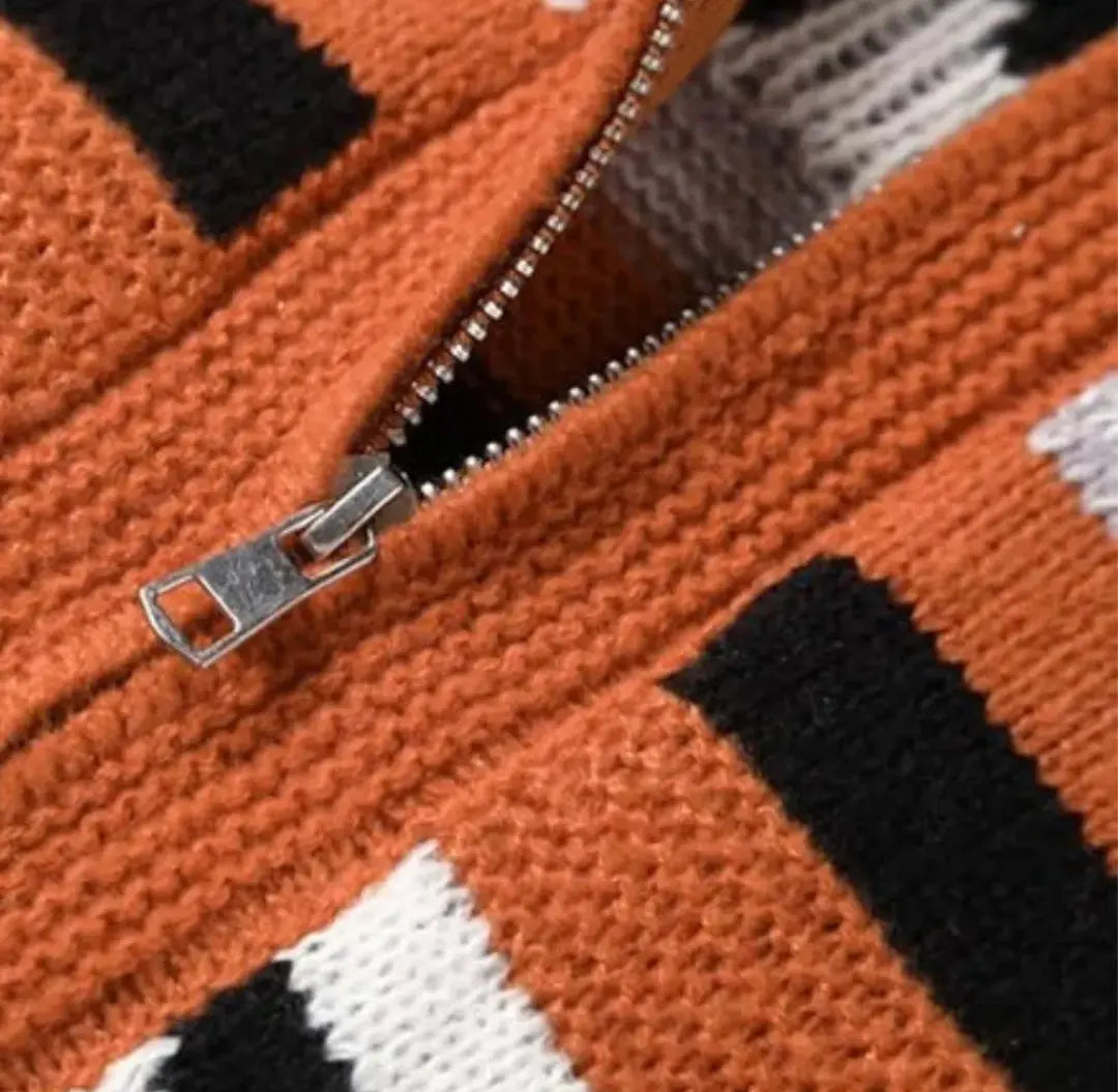 Men’s Jacquard Knit Zip-Up Cardigan