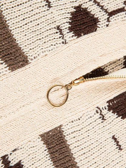 Men’s Lapel Jacquard Knitted Casual Cardigan Jacket