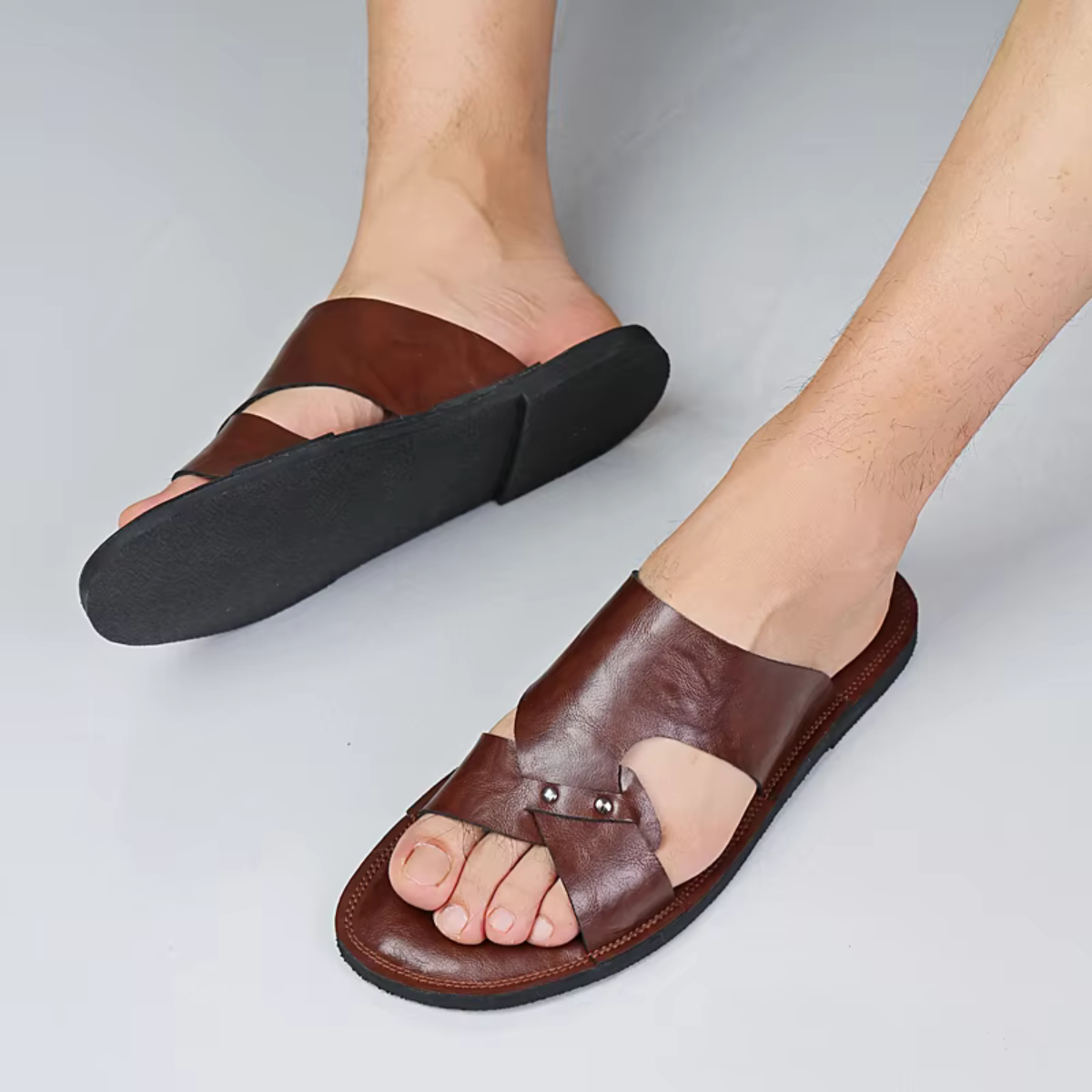 Men's Leather Comfort Slide Sandals