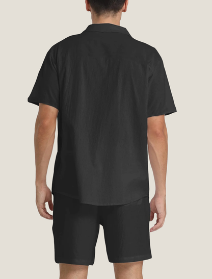 Men's Lightweight Woven Shirt and Drawstring Shorts Set