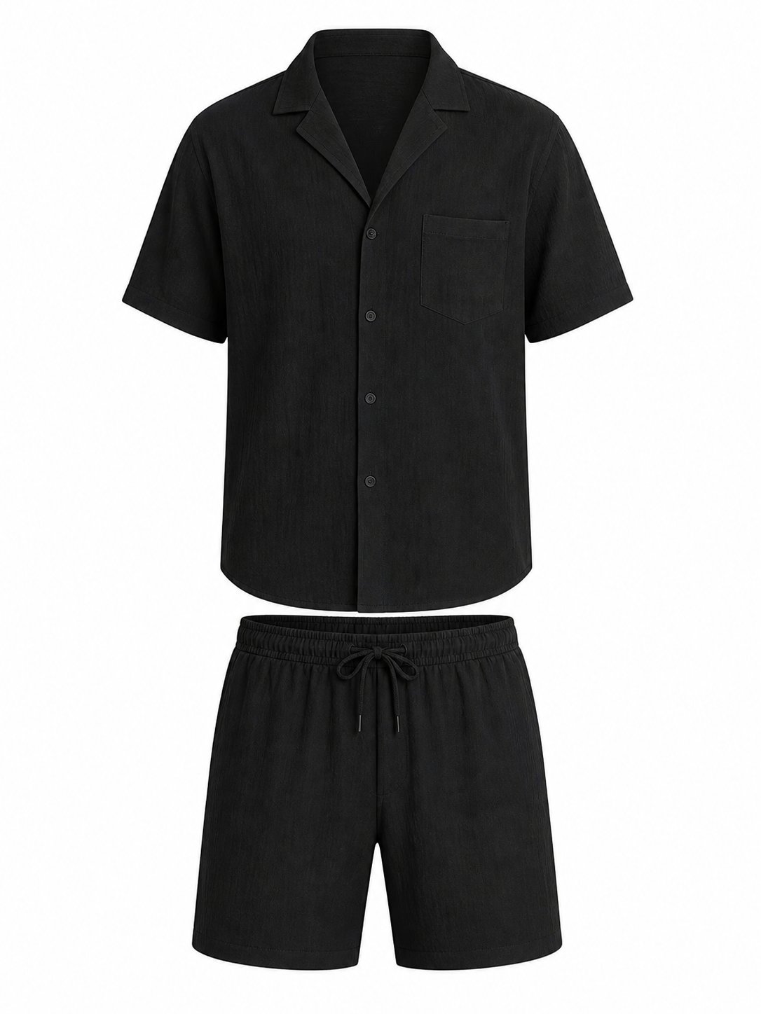 Men's Lightweight Woven Shirt and Drawstring Shorts Set