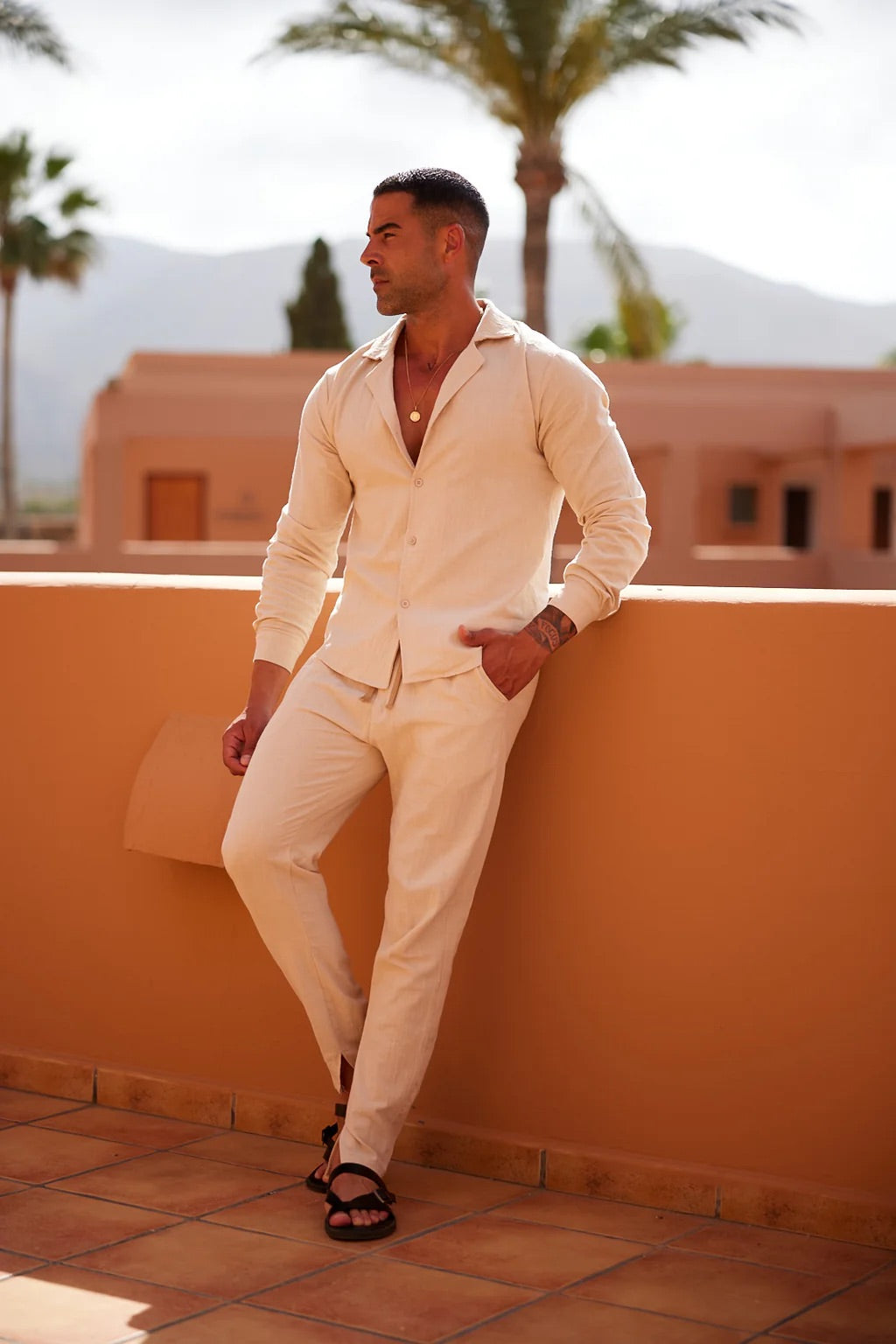 Men's Linen Lounge Set