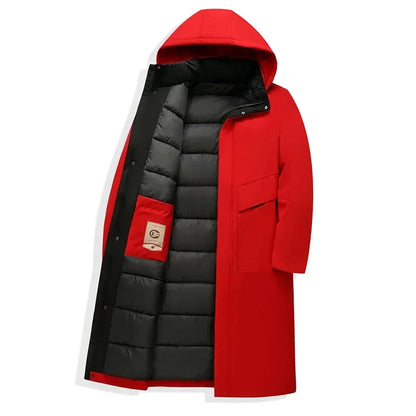 Men’s Long Hooded Insulated Winter Coat with Quilted Lining
