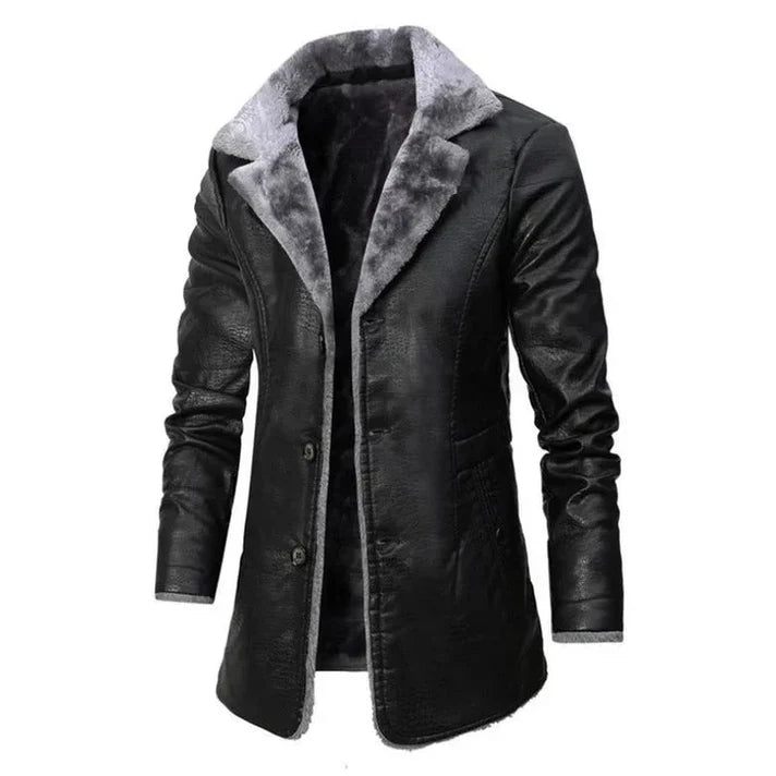 Men’s Luxury Faux Leather Shearling Coat