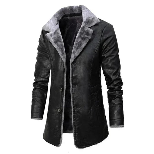 Men’s Luxury Faux Leather Shearling Coat