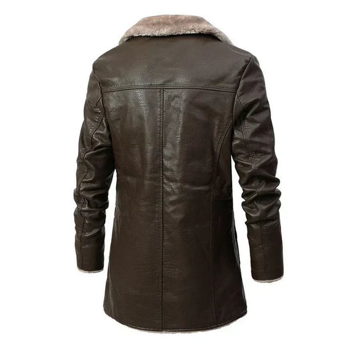 Men’s Luxury Faux Leather Shearling Coat
