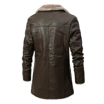 Men’s Luxury Faux Leather Shearling Coat