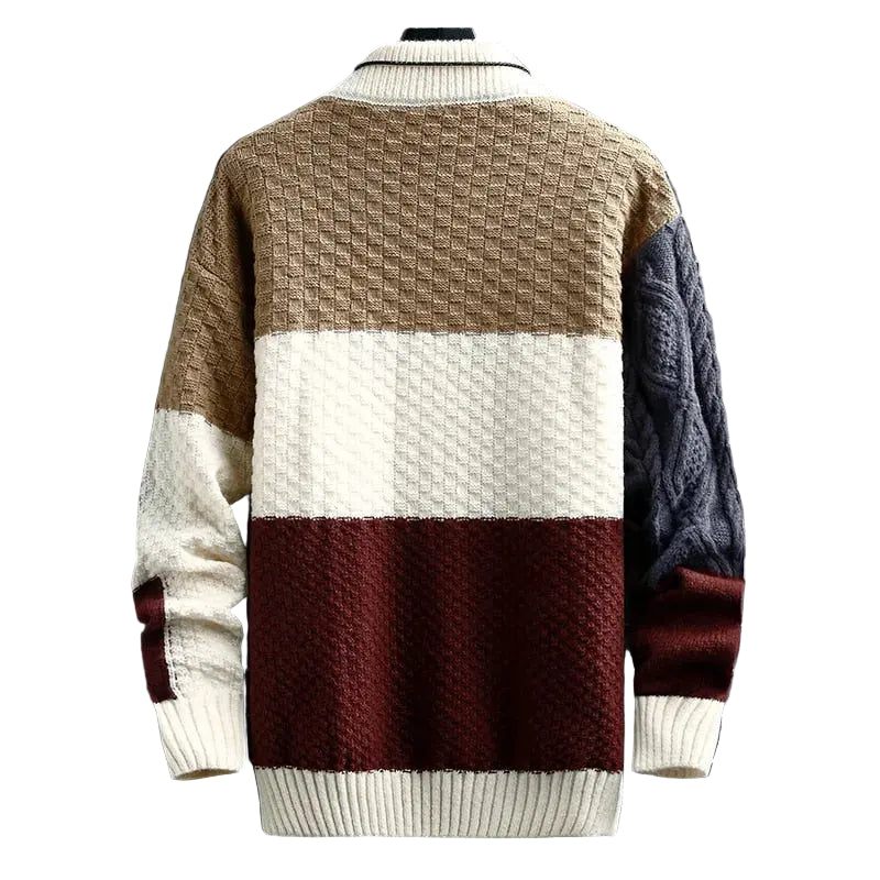 Men’s Multi-Panel Cable-Knit Turtleneck Sweater