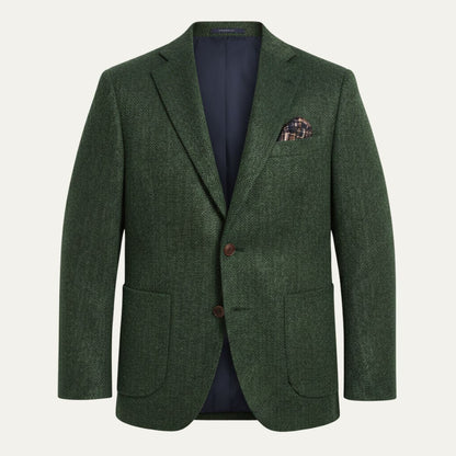 Men's Office Herringbone Wool Tweed Blazer Jacket Wedding Guest