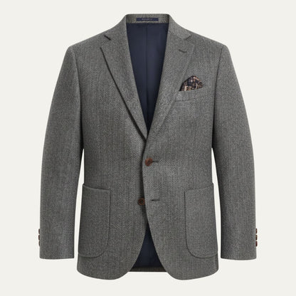 Men's Office Herringbone Wool Tweed Blazer Jacket Wedding Guest