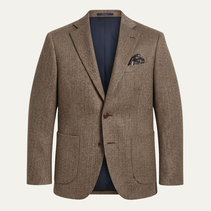 Men's Office Herringbone Wool Tweed Blazer Jacket Wedding Guest