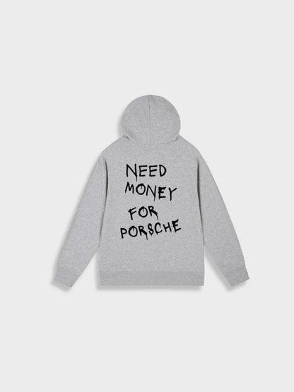 Men’s Oversized Hoodie with Text Print and Drawstring Hood