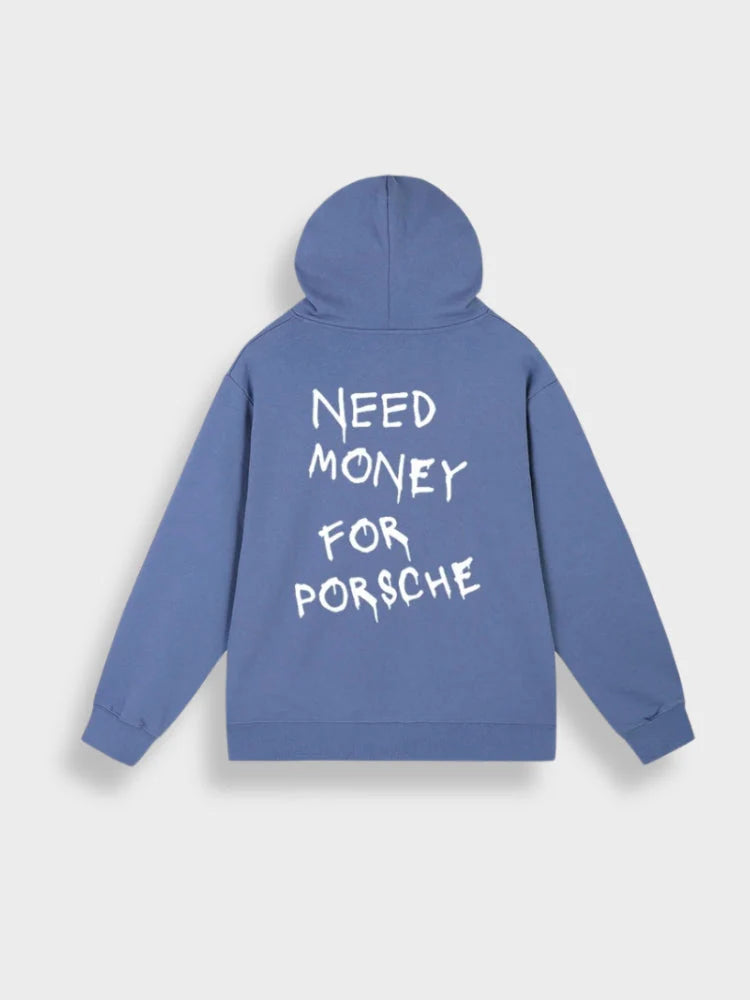 Men’s Oversized Hoodie with Text Print and Drawstring Hood