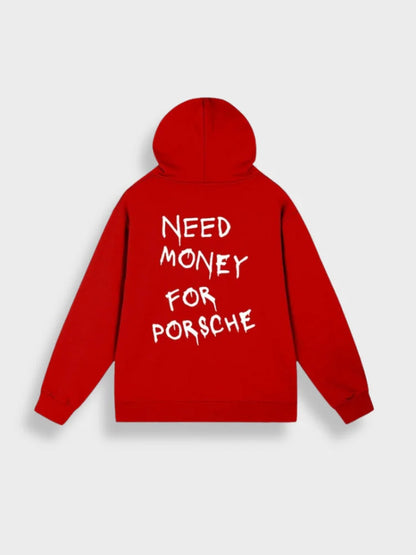 Men’s Oversized Hoodie with Text Print and Drawstring Hood