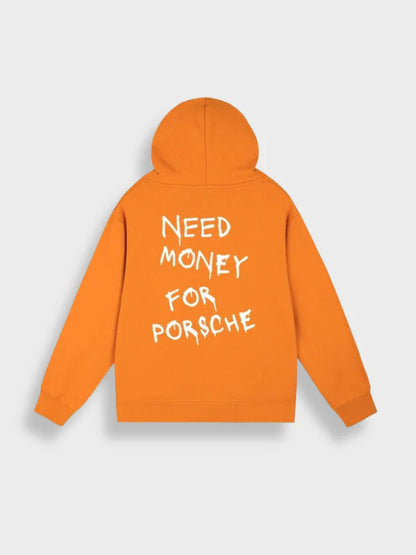 Men’s Oversized Hoodie with Text Print and Drawstring Hood