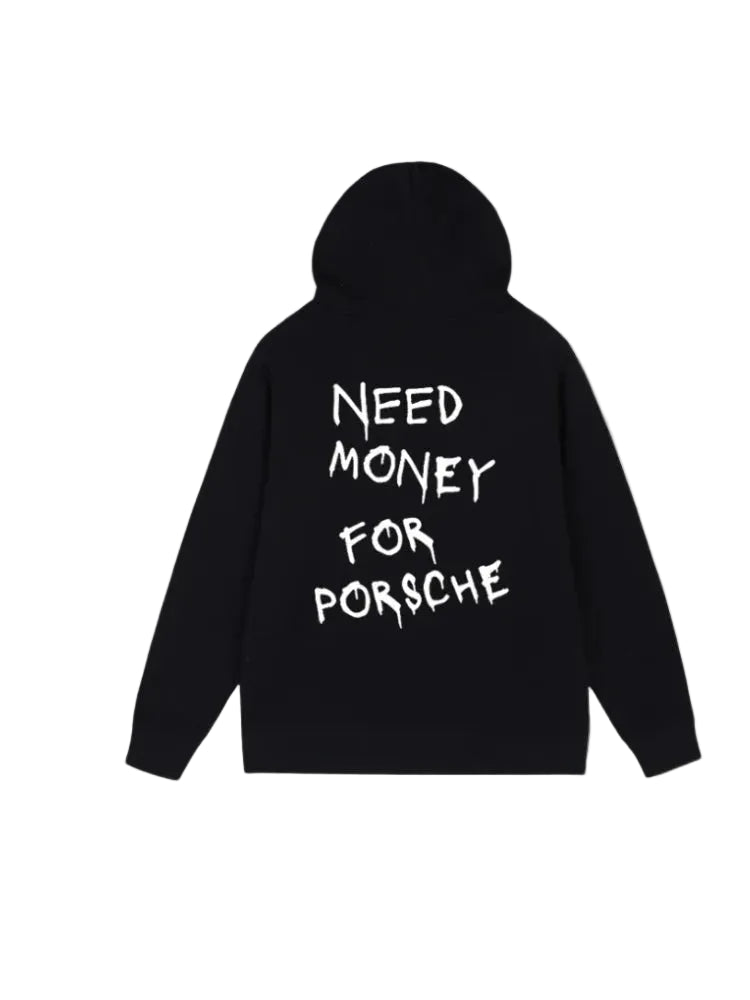 Men’s Oversized Hoodie with Text Print and Drawstring Hood