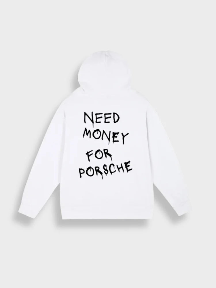 Men’s Oversized Hoodie with Text Print and Drawstring Hood