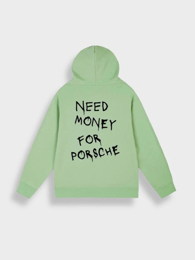 Men’s Oversized Hoodie with Text Print and Drawstring Hood