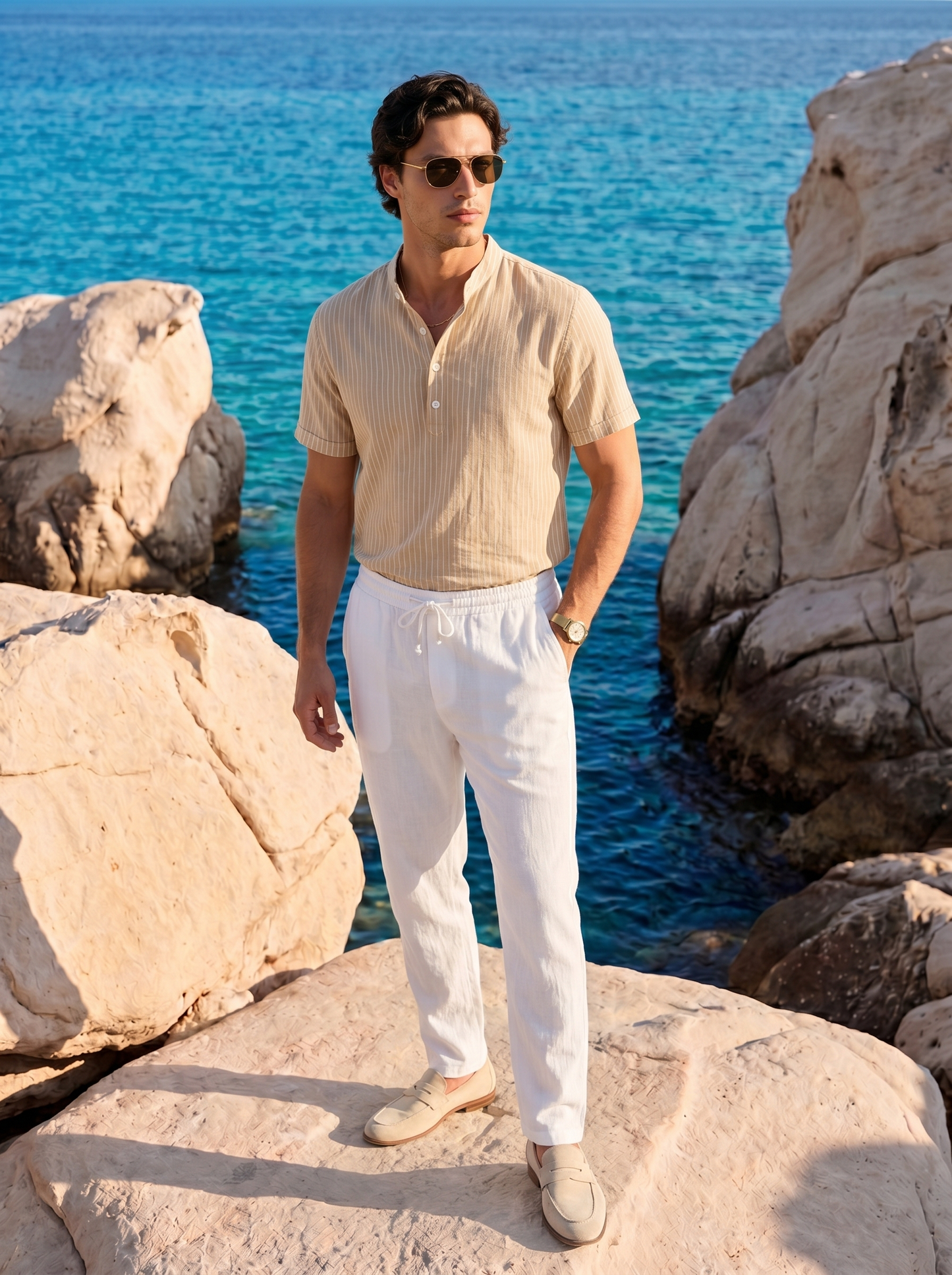 Men's Casual Linen Drawstring Trousers