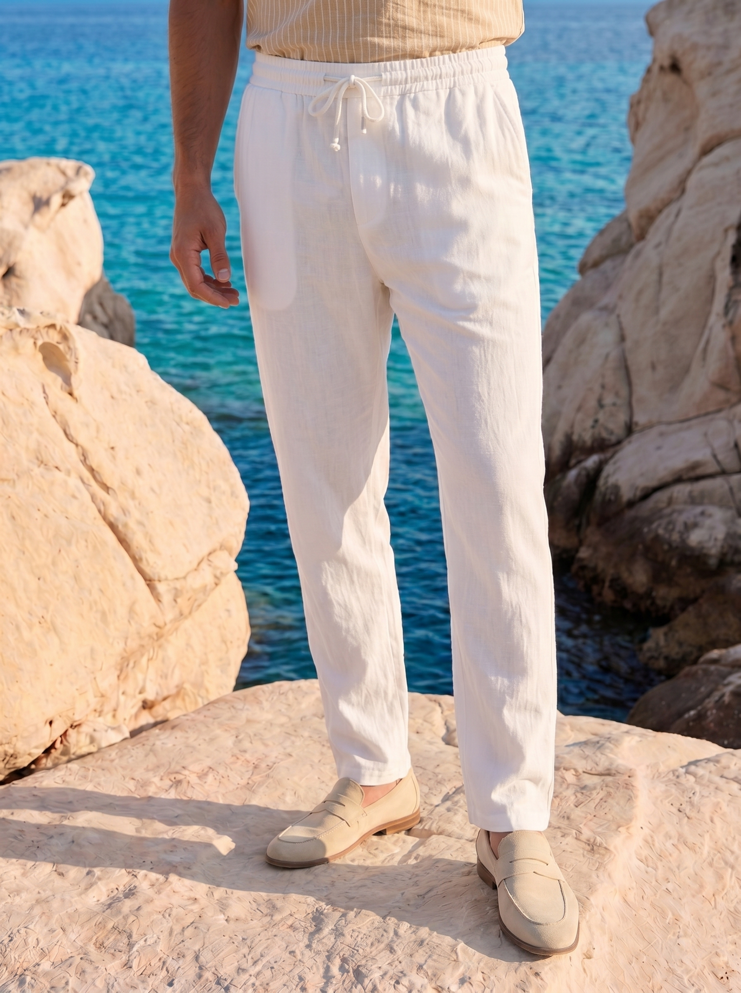 Men's Casual Linen Drawstring Trousers
