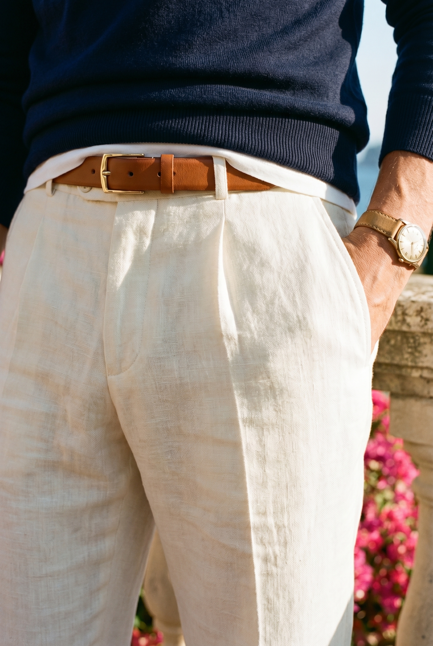 Men's 100% Linen Trousers Business Casual