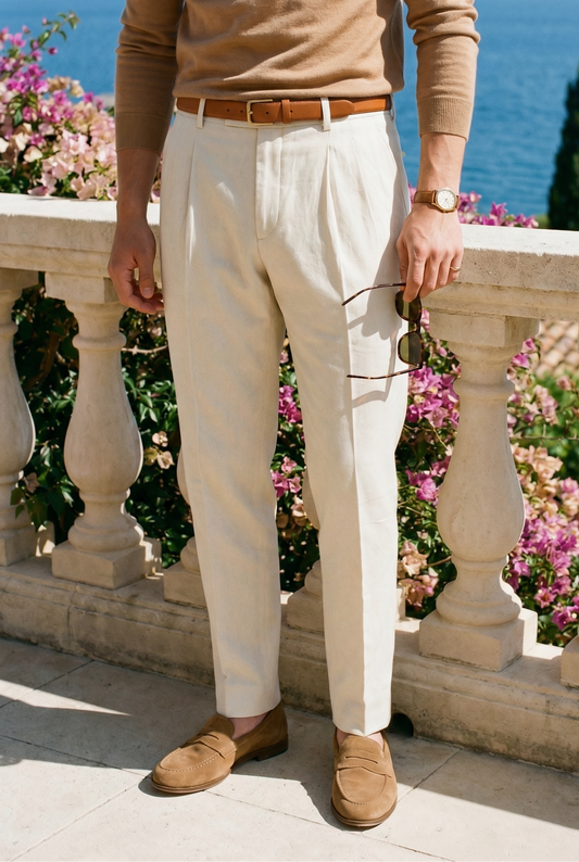 Men's Premium Linen High Waist Trousers