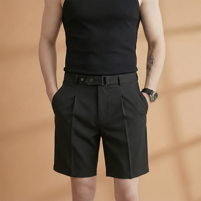 Men's Pleated Shorts with Belt Loops Summer