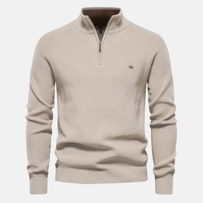 Men’s Quarter-Zip Ribbed Knit Sweater