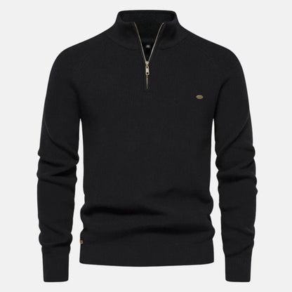 Men’s Quarter-Zip Ribbed Knit Sweater