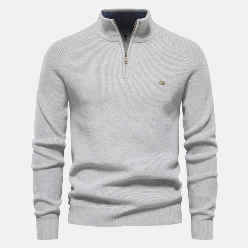 Men’s Quarter-Zip Ribbed Knit Sweater