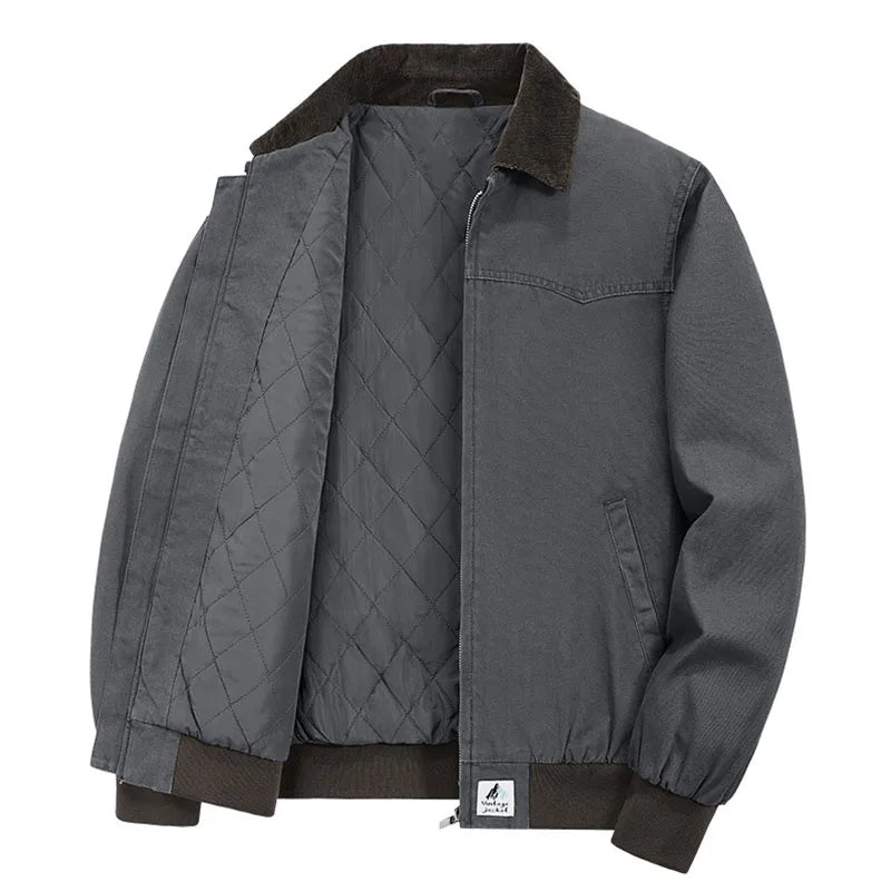 Men’s Quilted Utility Jacket with Contrast Collar