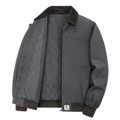 Men’s Quilted Utility Jacket with Contrast Collar