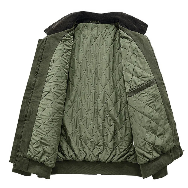 Men’s Quilted Utility Jacket with Contrast Collar