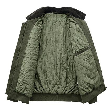 Men’s Quilted Utility Jacket with Contrast Collar
