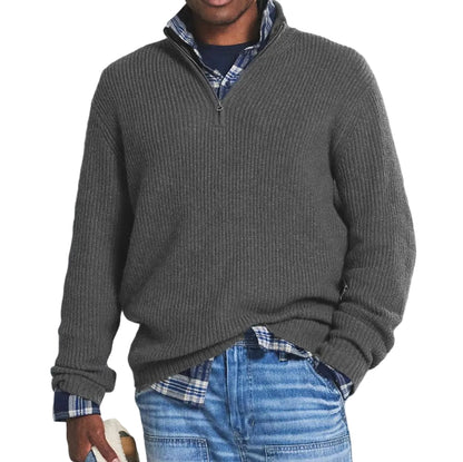 Men’s Ribbed Half Zip Knit Sweater