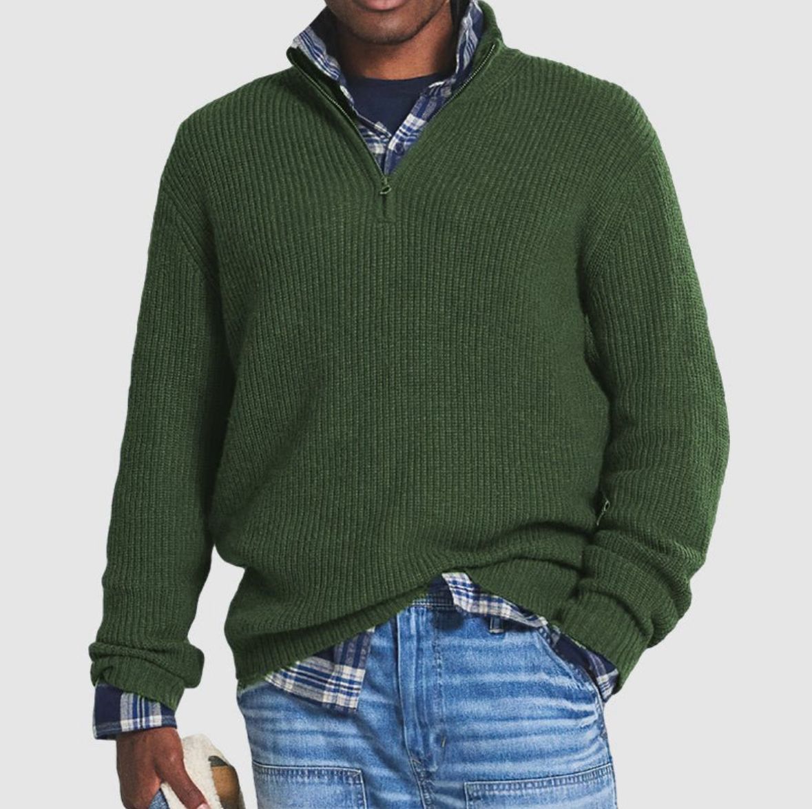 Men’s Ribbed Half Zip Knit Sweater