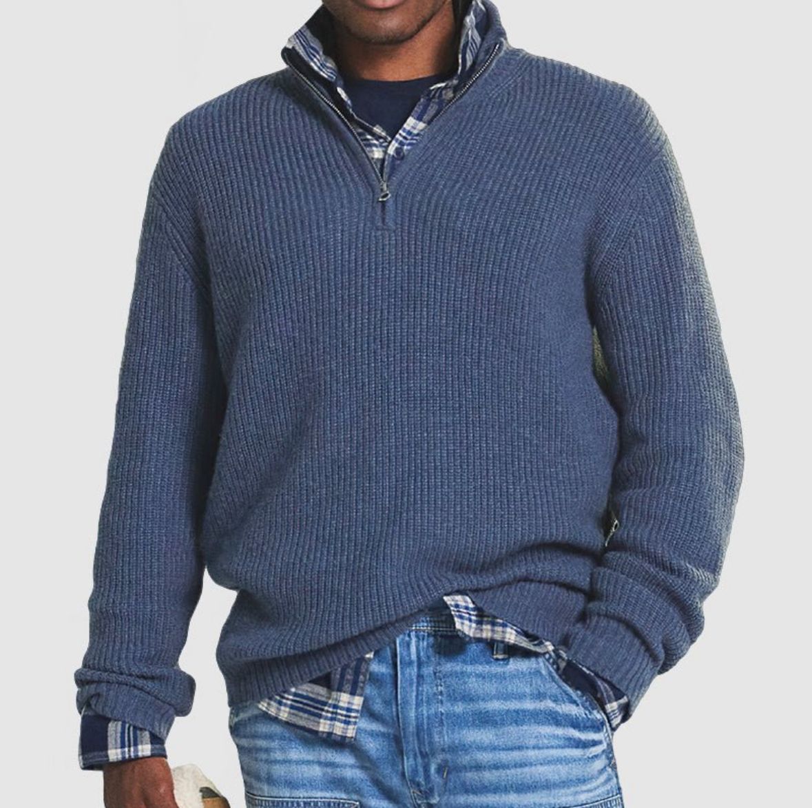 Men’s Ribbed Half Zip Knit Sweater